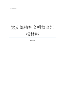 党支部精神文明检查汇报材料党支部对照检查