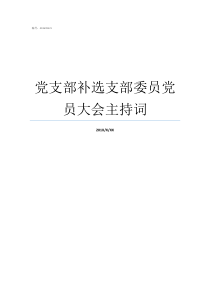 党支部补选支部委员党员大会主持词党支部委员