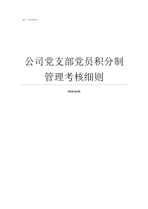 公司党支部党员积分制管理考核细则