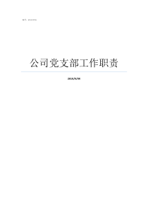 公司党支部工作职责党支部主要工作职能