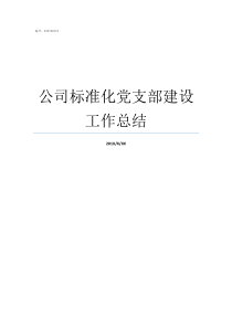 公司标准化党支部建设工作总结