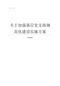 关于加强基层党支部规范化建设实施方案加强基层党支部建设