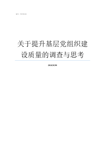 关于提升基层党组织建设质量的调查与思考如何提升基层党组织组织力