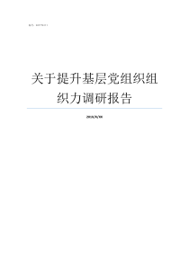 关于提升基层党组织组织力调研报告如何提升基层党组织组织力