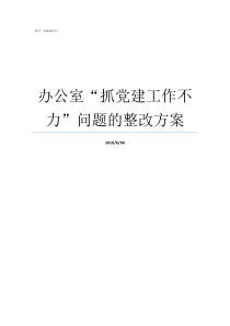 办公室抓党建工作不力问题的整改方案