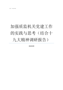 加强质监机关党建工作的实践与思考结合十九大精神调研报告