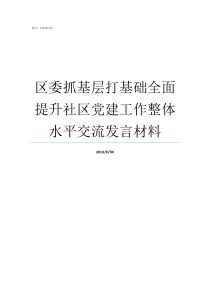 区委抓基层打基础全面提升社区党建工作整体水平交流发言材料