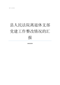 县人民法院离退休支部党建工作整改情况的汇报离退休支部如何改选