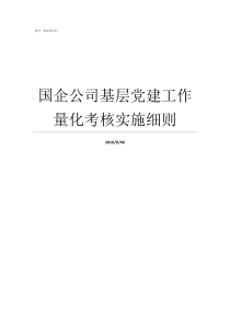 国企公司基层党建工作量化考核实施细则