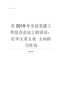 在2019年全县党建工作综合会议上的讲话扛牢主责主业nbspnbsp主动担当作为2019党建知识