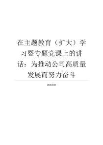 在主题教育扩大学习暨专题党课上的讲话为推动公司高质量发展而努力奋斗高质量发展的党课