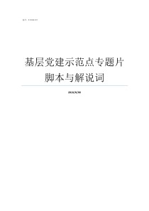 基层党建示范点专题片脚本与解说词基层党建