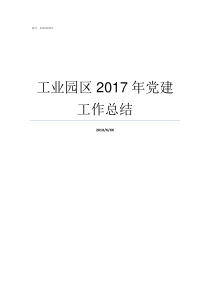 工业园区2017年党建工作总结2017年党