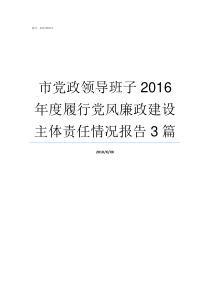 市党政领导班子2016年度履行党风廉政建设主体责任情况报告3篇