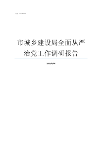 市城乡建设局全面从严治党工作调研报告江门市住房和城乡建设局