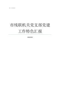 市残联机关党支部党建工作特色汇报