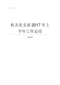 机关党支部2017年上半年工作总结