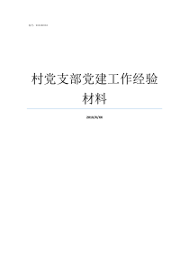 村党支部党建工作经验材料村支部党建工作