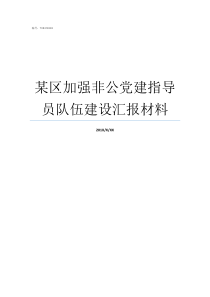 某区加强非公党建指导员队伍建设汇报材料非公党建