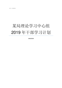 某局理论学习中心组2019年干部学习计划