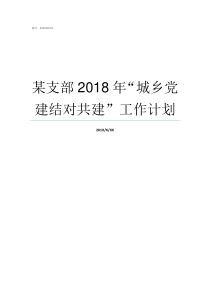 某支部2018年城乡党建结对共建工作计划2018年基层支部总结