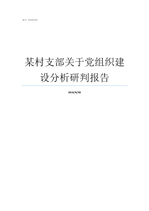 某村支部关于党组织建设分析研判报告村党组织