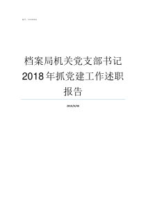 档案局机关党支部书记2018年抓党建工作述职报告如何做好党支部书记