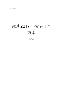 街道2017年党建工作方案