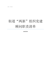 街道两新组织党建顾问职责清单如何做好两新组织党建