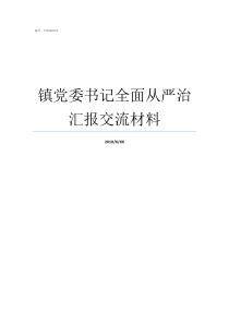 镇党委书记全面从严治汇报交流材料镇党委书记一般升什么