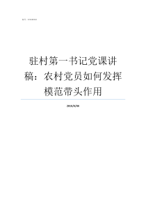 驻村第一书记党课讲稿农村党员如何发挥模范带头作用驻村第一书记讲党课