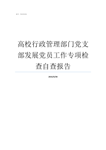 高校行政管理部门党支部发展党员工作专项检查自查报告