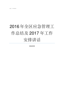 2016年全区应急管理工作总结及2017年工作安排讲话