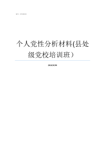 个人党性分析材料县处级党校培训班党性分析材料