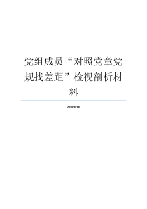 党组成员对照党章党规找差距检视剖析材料