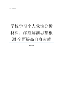 学校学习个人党性分析材料深刻解剖思想根源nbsp全面提高自身素质