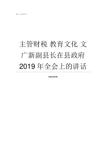 主管财税nbsp教育文化nbsp文广新副县长在县政府2019年全会上的讲话快合财税