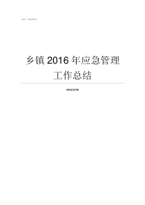 乡镇2016年应急管理工作总结乡镇应急法规