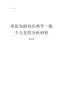 质监局副局长两学一做个人党性分析材料省质量技术监督局副局长