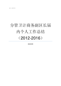 分管卫计商务副区长届内个人工作总结20122016