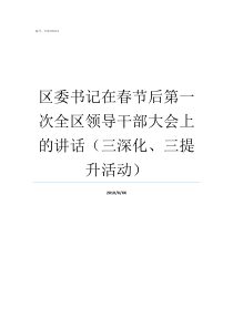 区委书记在春节后第一次全区领导干部大会上的讲话三深化三提升活动浦东第一任区委书记