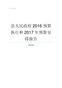 县人民政府2016预算执行和2017年预算安排报告