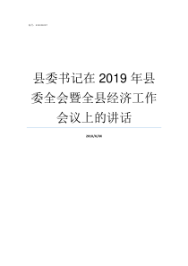 县委书记在2019年县委全会暨全县经济工作会议上的讲话2019年威信县委书记