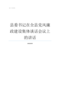 县委书记在全县党风廉政建设集体谈话会议上的讲话党风廉洁