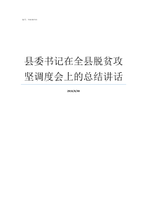 县委书记在全县脱贫攻坚调度会上的总结讲话扶贫被处理的县委书记