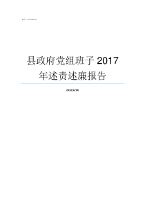 县政府党组班子2017年述责述廉报告