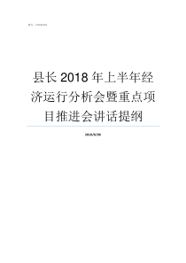 县长2018年上半年经济运行分析会暨重点项目推进会讲话提纲