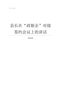 县长在政银企对接签约会议上的讲话举办政银企对接会