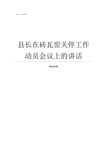 县长在砖瓦窑关停工作动员会议上的讲话