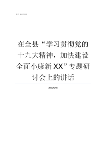 在全县学习贯彻党的十九大精神加快建设全面小康新XX专题研讨会上的讲话